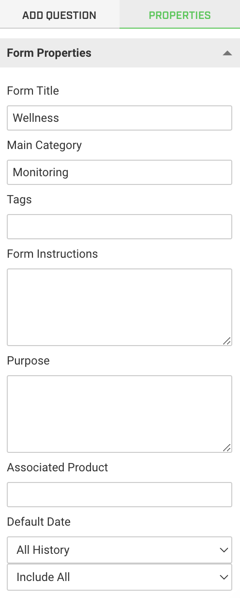 A screenshot of an event form and some of the form properties shown in the sidebar.
